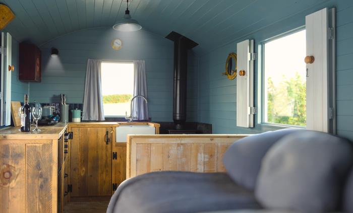 Interior of Susanna, Brook Cottage Shepherd Huts